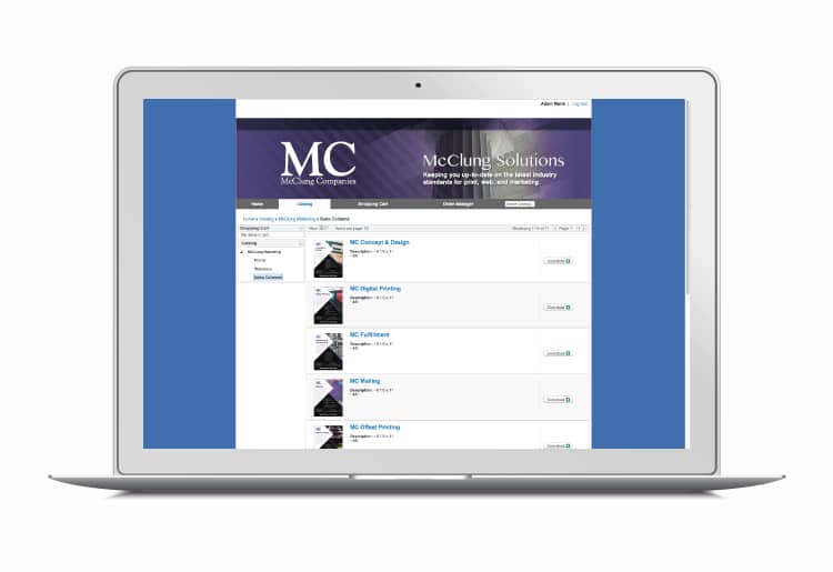 A screenshot of McClung's online storefront on a laptop.